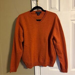 Brooks Brothers Merino Wool Orange V-Neck Sweater